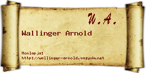 Wallinger Arnold névjegykártya